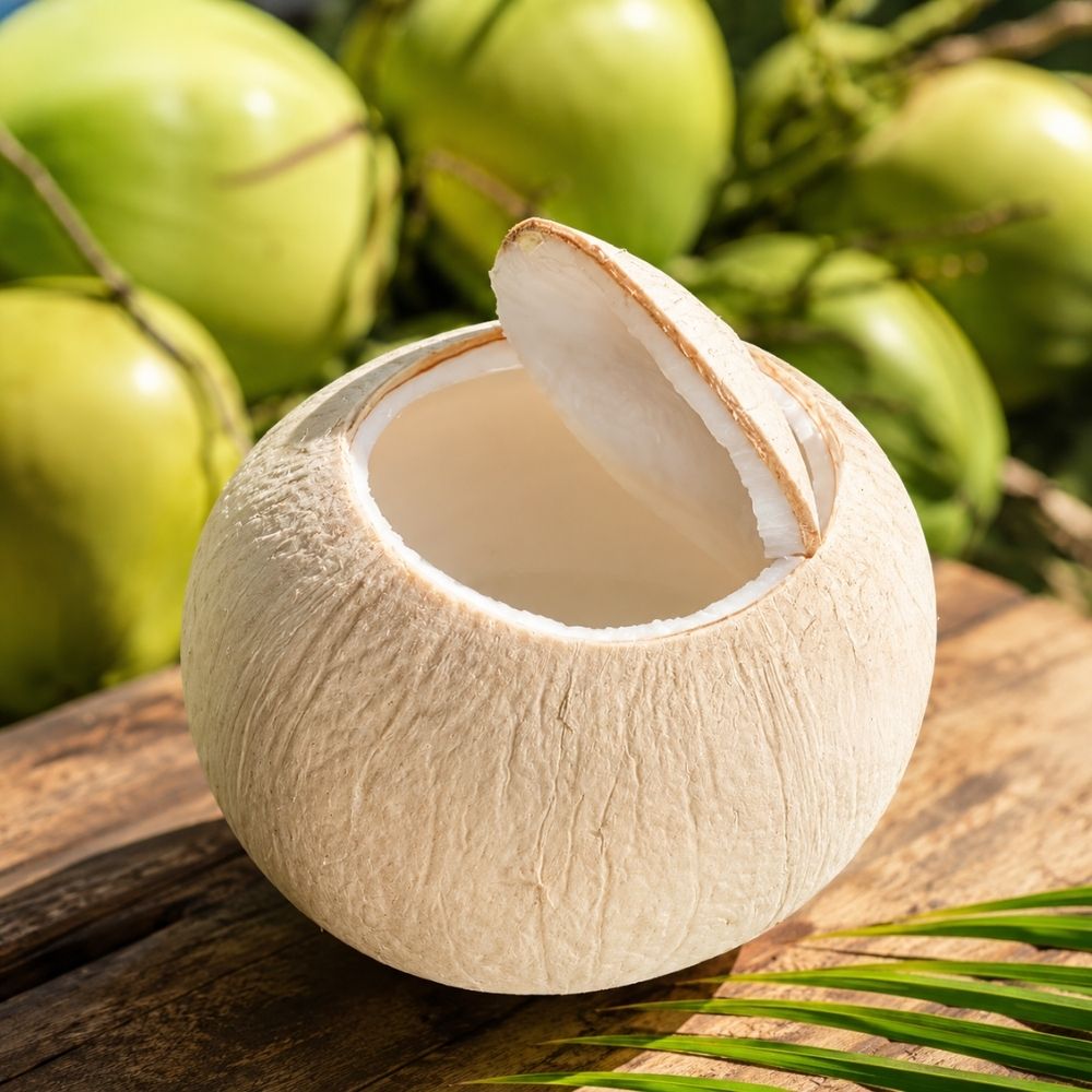 dua xiem dua quaqueduavn 03 Dừa dứa có vỏ xanh nhạt, nước ngọt thanh và hương thơm tự nhiên gợi mùi lá dứa